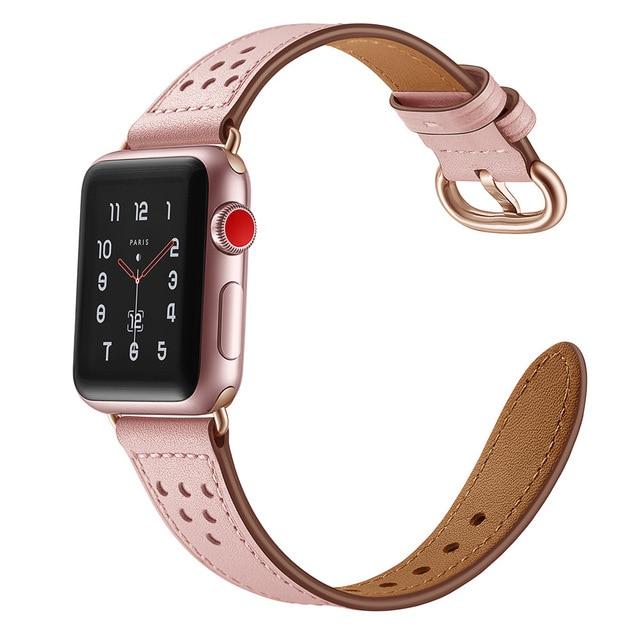 Watchbands Pink / 38mm Genuine Leathe Strap for apple watch Series 6 SE 5 4 band 40mm 44mm Leathe iWatch 38mm 42mm bracelet Series 3 2 sport loop band|Watchbands|