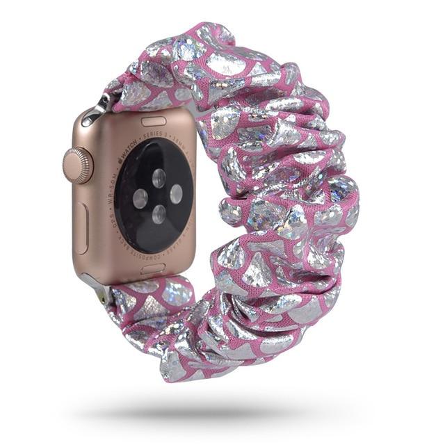 Watchbands pink / 38mm Bling Scrunchies Elastic Strap for Apple Watch 5 4 Band 38mm 40mm Fabric Strap 42mm 44mm Series 5 4 3 2 Bracelet Watchband|Watchbands|