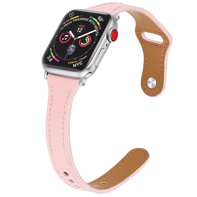 Watchbands pink / 38mm or 40mm S Leather loop strap For Apple watch 5 band 44mm 40mm iWatch band 38mm 42mm Slim watchband bracelet pulseira Apple watch 5 4 3 2 1|Watchbands|