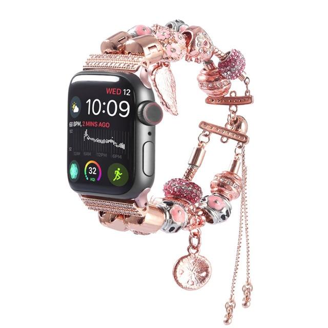 Watchbands pink / 38mm-40mm DIY Manual Strap For Apple watch Band 40mm 44mm 42mm 38mm Women Charm bracelet for iWatch series 5 4 3 2 band 38 40 42 44 mm|Watchbands