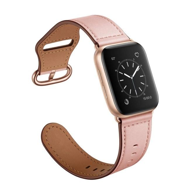 Watchbands pink / 38mm or 40mm Leather strap For Apple watch band 44mm 40mm iWatch band 42mm 38mm Genuine Leather belt bracelet Apple watch series 3 4 5 se 6|Watchbands|