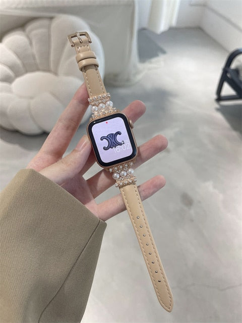 Luxury Women Leather Strap For Apple Watch Band 8 Ultra 49mm 41mm