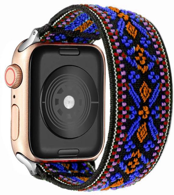 Watchbands Bohemia orange / 38mm or 40mm Scrunchie Strap for Apple watch band 40mm 38mm 44mm 42mm Bohemia Elastic belt solo loop bracelet iWatch series 3 4 5 se 6 band|Watchbands|