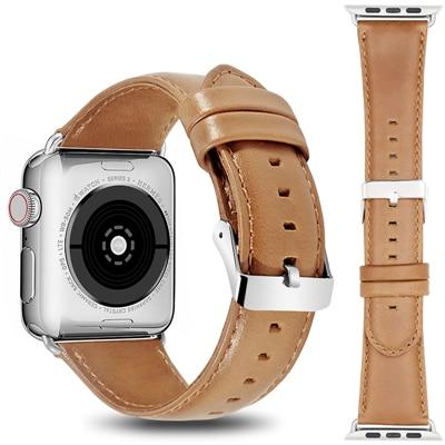 Watchbands Silver buckle [94] / 38mm Genuine Leather strap For Apple watch band 44mm 40mm correct iwatch 42mm 38mm bracelet watchband for apple Watch series 5 4 3|Watchbands|