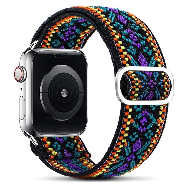 Watchbands Bohemia purple / 38mm or 40mm Scrunchie Strap for Apple watch band 40mm 38mm 44mm 42mm Bohemia Elastic belt solo loop bracelet iWatch series 3 4 5 se 6 band|Watchbands