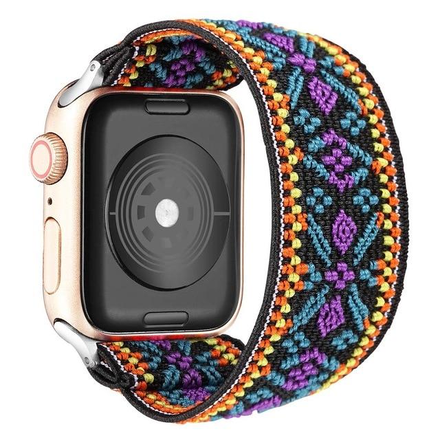 Watchbands Bohemia purple / 38mm or 40mm Scrunchie Strap for Apple watch band 40mm 38mm 44mm 42mm Bohemia Elastic belt solo loop bracelet iWatch series 3 4 5 se 6 band|Watchbands|