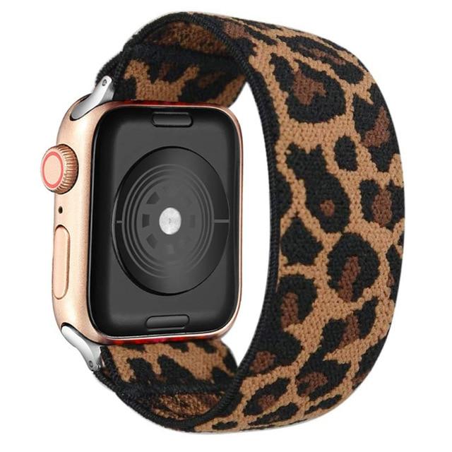 Watchbands brown Cheetah / 38mm or 40mm Scrunchie Strap for Apple watch band 40mm 38mm 44mm 42mm Bohemia Elastic belt solo loop bracelet iWatch series 3 4 5 se 6 band|Watchbands|