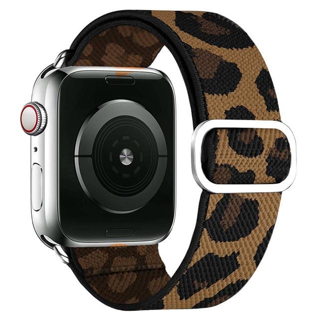 Home Brown Cheetah / 38mm or 40mm Scrunchie Strap for Apple Watch Band iWatch 38mm 40mm 42mm 44mm Bohemian Elastic Belt Single Loop Bracelet Series 6 5 4 Wristband Watchbands