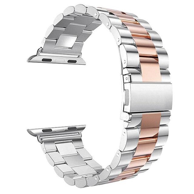 Watchbands Silver Rose Gold Band / 38mm or 40mm Stainless Steel Strap for Apple Watch Series 6 5 4 Band 38mm 42mm Bracelet Sport Band for iWatch 40mm 44mm strap
