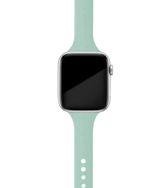 Watchbands Amber green / 38mm or 40mm Slim Strap for Apple Watch Band Series 6 5 4 Soft Sport Silicone Wristband iWatch 38mm 40mm 42mm 44mm Women Rubber Belt Bracelet |Watchbands