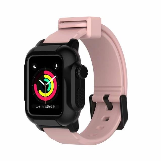 Watchbands Pink Black case / 44mm  series 5 4 Waterproof strap for apple Watch 5 band 44mm 40m iWatch band 42mm Full Protector case+Luminous bracelet for apple watch 3 4 38mm|Watchbands|