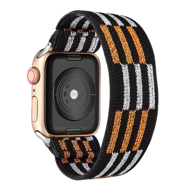 Watchbands GoldSilver / 38mm 40mm S-M Elastic Nylon Solo Loop Strap for Apple Watch Band 6 38mm 40mm 42 mm 44 mm for Iwatch Series 6 5 4 3 2 Watch Replacement Strap|Watchbands|