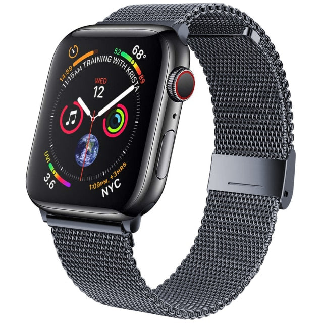 Apple Series 7 6 5 4 Premium Steel Metal Milanese Loop Strap Bracelet