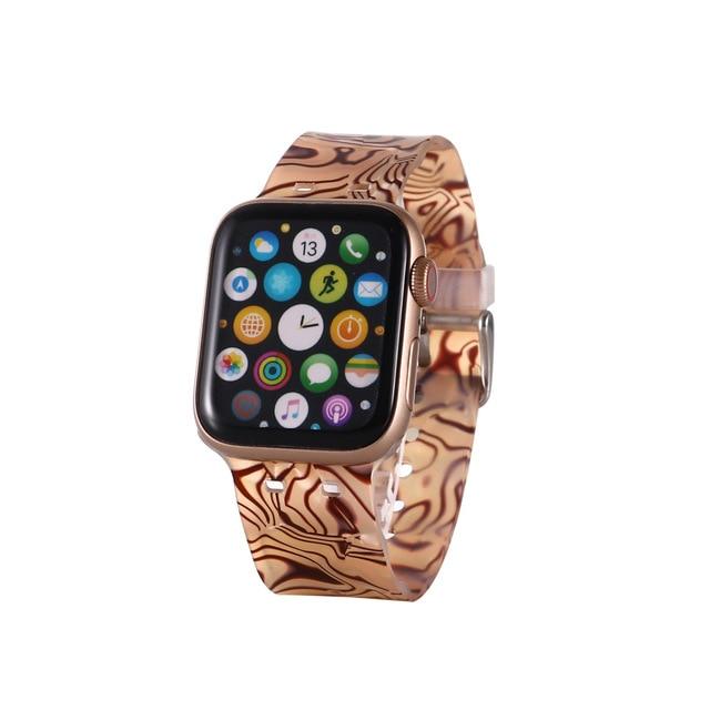 Watchbands Marbling Leopard / 38 40mm Silicone Watch Band for Apple Watch Se 6 5 4 3 Strap 44 40mm Painted Pattern Sport Strap for Iwatch Series Watch Band 42mm 38mm|Watchbands|