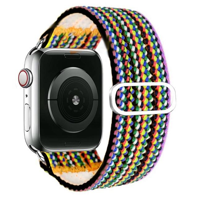 Watchbands Bohemia stripe / 38mm or 40mm Scrunchie Strap for Apple watch 6 band 40mm 38mm 44mm 42mm Bohemia Elastic belt solo loop bracelet iWatch series 3 4 5 se 6 band|Watchbands