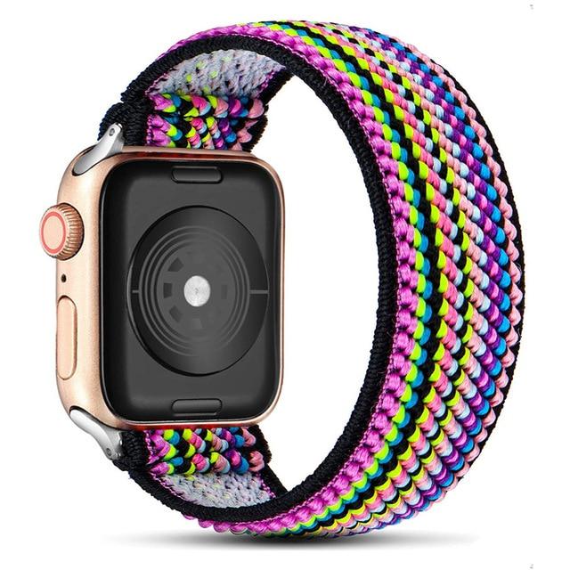 Watchbands Bohemia stripe / 38mm or 40mm Scrunchie Strap for Apple watch band 40mm 38mm 44mm 42mm Bohemia Elastic belt solo loop bracelet iWatch series 3 4 5 se 6 band|Watchbands|