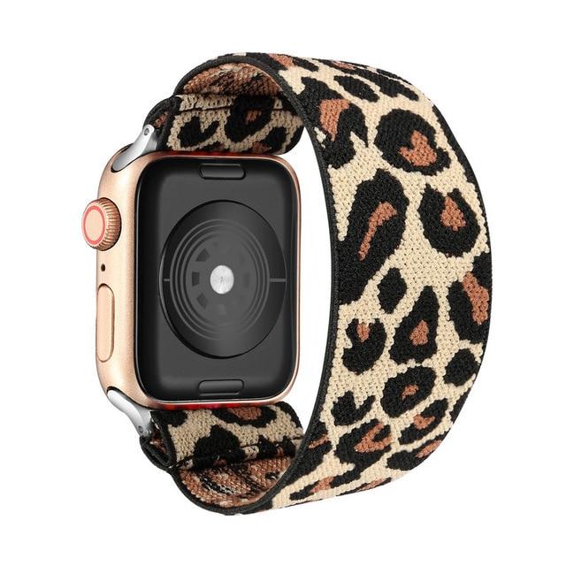 Watchbands light leopard / 38mm 40mm S-M Elastic Nylon Solo Loop Strap for Apple Watch Band 6 38mm 40mm 42 mm 44 mm for Iwatch Series 6 5 4 3 2 Watch Replacement Strap|Watchbands|