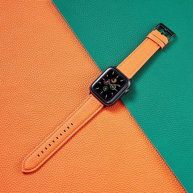 Watchbands Orange / 38mm 40mm Watch Band for Apple Watch Series 6 SE 5 4 3 Leather Band for Iwatch 38mm 42mm Wrist for Apple Watch Bands 44mm 42mm 40mm 38mm|Watchbands|
