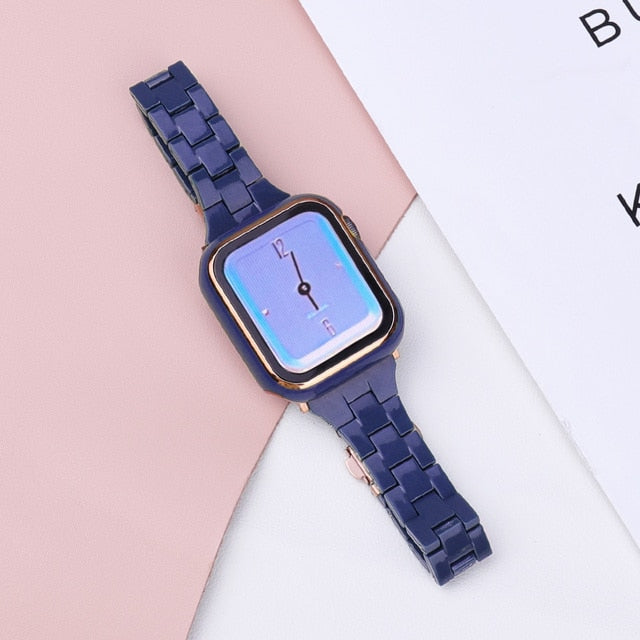 Resin Slim Strap For Apple Watch Band 44mm 40mm 42mm 38mm Woman Belt Bracelet Iwatch Series 5 4 3 Se 6 7 45mm 41mm Strap - Watchbands