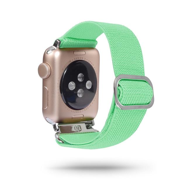 Watchbands 104 Mint Green / 38mm 40mm Scrunchie Elastic Band Adjustment Strap for Apple Watch Strap 38 40 42 mm 44mm Nylon Loop For iwatch 5/4/3 2 Women Watch Band|Watchbands|