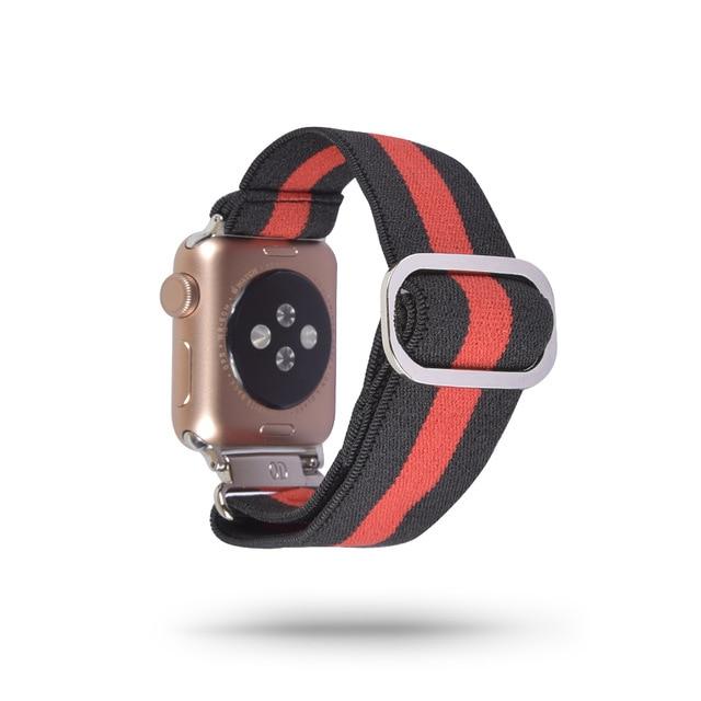 Watchbands 106 Black Red / 38mm 40mm Scrunchie Elastic Band Adjustment Strap for Apple Watch Strap 38 40 42 mm 44mm Nylon Loop For iwatch 5/4/3 2 Women Watch Band|Watchbands|