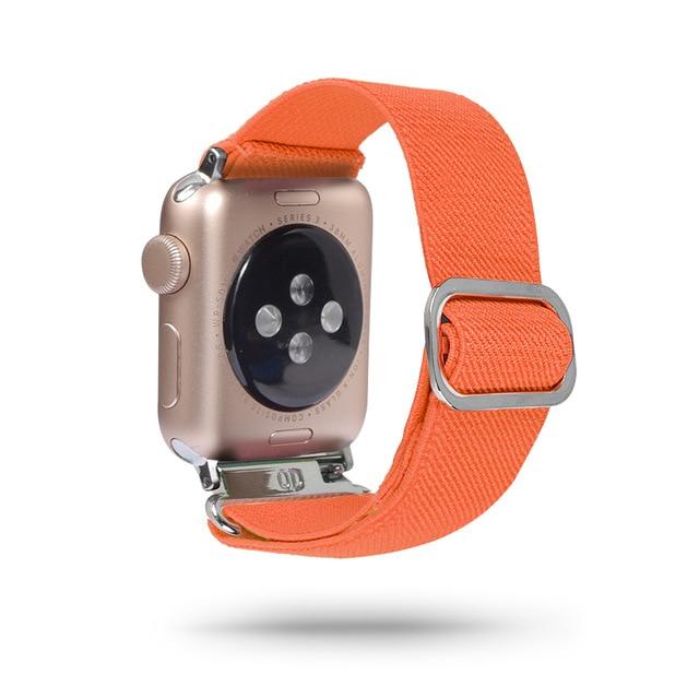 Watchbands 107 Orange / 38mm 40mm Scrunchie Elastic Band Adjustment Strap for Apple Watch Strap 38 40 42 mm 44mm Nylon Loop For iwatch 5/4/3 2 Women Watch Band|Watchbands|