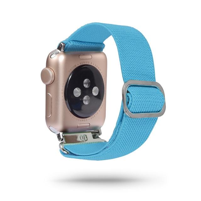 Watchbands 109 Sky Blue / 38mm 40mm Scrunchie Elastic Band Adjustment Strap for Apple Watch Strap 38 40 42 mm 44mm Nylon Loop For iwatch 5/4/3 2 Women Watch Band|Watchbands|