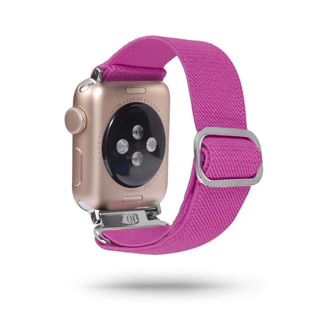 Watchbands 112 hop pink / 38mm 40mm Scrunchie Elastic Band Adjustment Strap for Apple Watch Strap 38 40 42 mm 44mm Nylon Loop For iwatch 5/4/3 2 Women Watch Band|Watchbands|