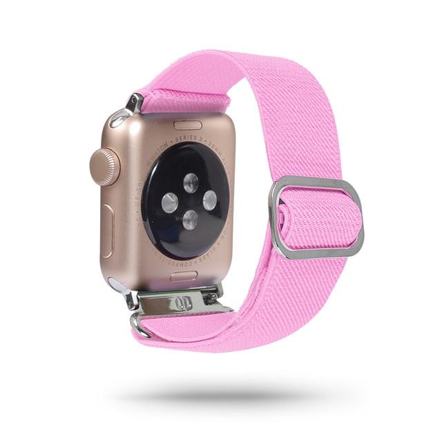 Watchbands 113 Pearl Pink / 38mm 40mm Scrunchie Elastic Band Adjustment Strap for Apple Watch Strap 38 40 42 mm 44mm Nylon Loop For iwatch 5/4/3 2 Women Watch Band|Watchbands|