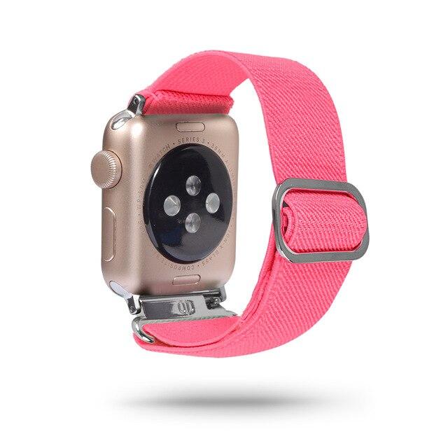 Watchbands 114 pink / 38mm 40mm Scrunchie Elastic Band Adjustment Strap for Apple Watch Strap 38 40 42 mm 44mm Nylon Loop For iwatch 5/4/3 2 Women Watch Band|Watchbands|