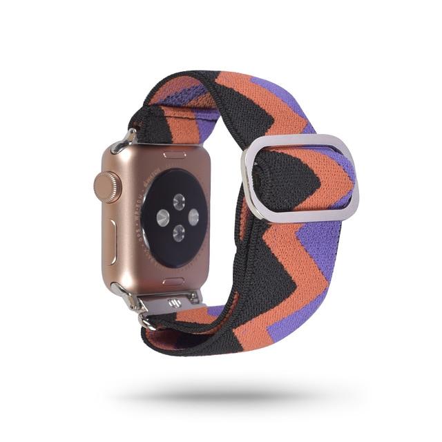 Watchbands 126 Boho Purple / 38mm 40mm Scrunchie Elastic Band Adjustment Strap for Apple Watch Strap 38 40 42 mm 44mm Nylon Loop For iwatch 5/4/3 2 Women Watch Band|Watchbands|