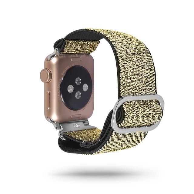 Watchbands 134 Gold / 38mm 40mm Scrunchie Elastic Band Adjustment Strap for Apple Watch Strap 38 40 42 mm 44mm Nylon Loop For iwatch 5/4/3 2 Women Watch Band|Watchbands|