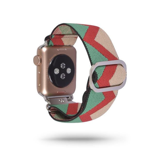 Watchbands 139 boho Green / 38mm 40mm Scrunchie Elastic Band Adjustment Strap for Apple Watch Strap 38 40 42 mm 44mm Nylon Loop For iwatch 5/4/3 2 Women Watch Band|Watchbands|