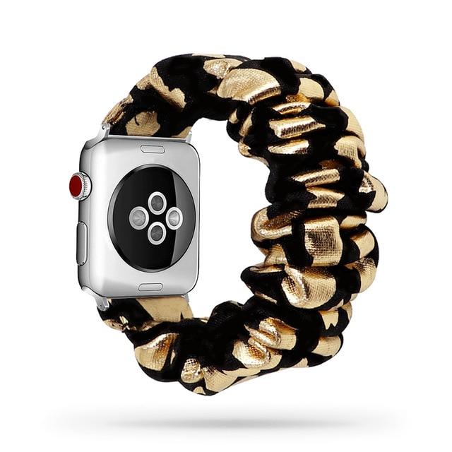 Watchbands Black-Gold-Flash / 38mm or 40mm Scrunchie Elastic Watch Straps for iwatch Bracelet 6 5 4 3 40 44mm Watchband for Apple Watch 6 5 4 3 2 38mm 42mm Band Christmas|Watchbands