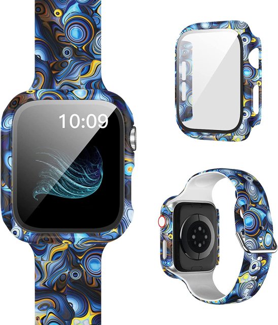 Protector Case+Printed Pattern Strap For Apple Watch Band Series 6 5 4 Silicon Wristband iWatch  38mm 40mm 42mm 44mm Bracelet |Watchbands|