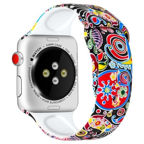 Watchbands 1 / 38mm and 40mm Christmas Silicone Strap For Apple Watch band 44mm 40mm 42mm 38mm correa Printing women bracelet apple Watch iwatch 6 5 3 4 se|Watchbands|