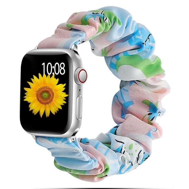 Home Butterfly blue / 38mm or 40mm / S   (119mm-160mm) Scrunchie Strap For Apple watch band 40mm 44mm 42mm 38mm 42 mm Elastic Nylon bracelet Solo Loop iWatch series 6 5 4 3 se band| |