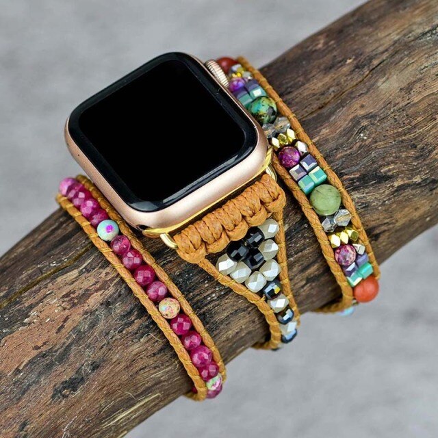 Boho Chic Apple Watch Band Vegan Leather, Iwatch Wristband