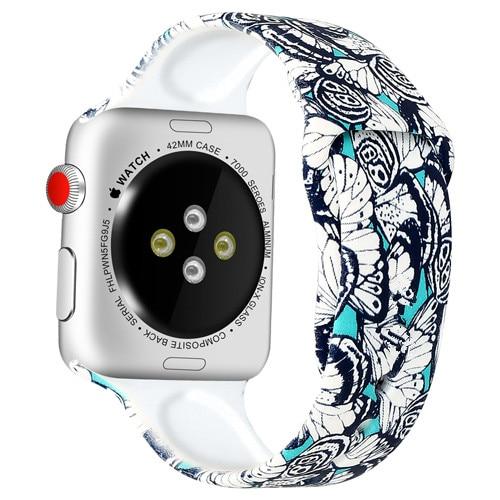 Watchbands 2 / 38mm and 40mm Christmas Silicone Strap For Apple Watch band 44mm 40mm 42mm 38mm correa Printing women bracelet apple Watch iwatch 6 5 3 4 se|Watchbands|
