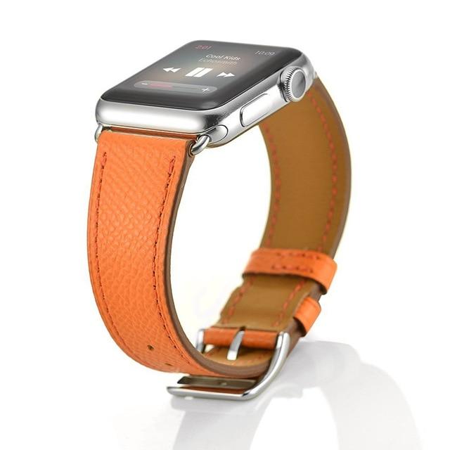 Watchbands Litchi orange / 38mm OR 40mm Genuine Leather strap for Apple Watch band 44 mm/40mm iWatch band 42mm 38mm High quality Textured bracelet Apple watch 5 4 3 2 1|strap band|single tourband for apple watch