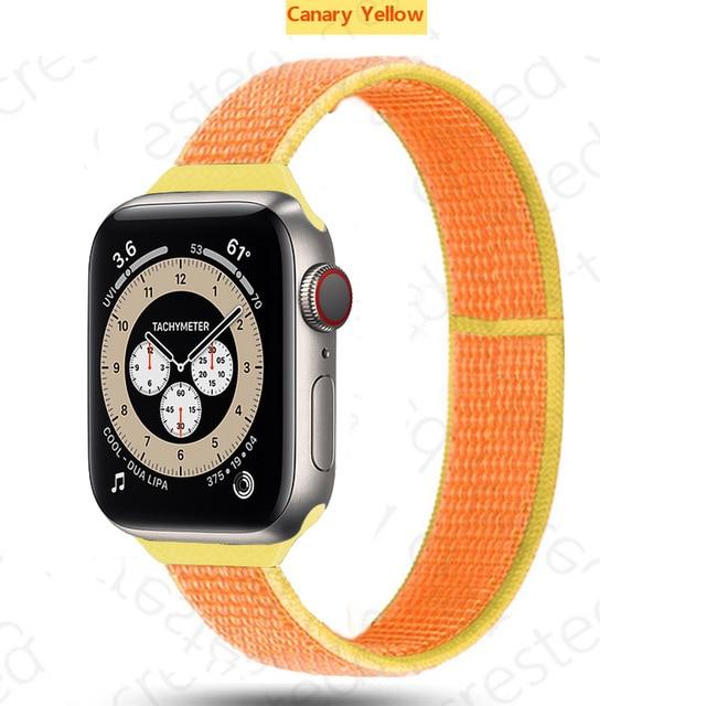 Watchbands 8 Canary Yellow / 38mm-40mm Slim Strap for Apple watch band 44mm 40mm 42mm 38mm smartwatch wristband Nylon Sport Loop bracelet iWatch series 5 3 4 se 6 band|Watchbands|