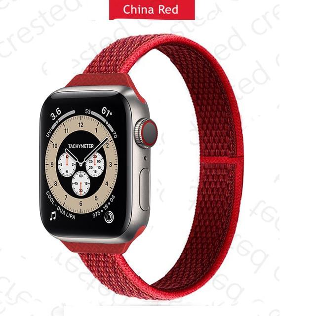 Watchbands 7 red / 38mm-40mm Slim Strap for Apple watch band 44mm 40mm 42mm 38mm smartwatch wristband Nylon Sport Loop bracelet iWatch series 5 3 4 se 6 band|Watchbands|