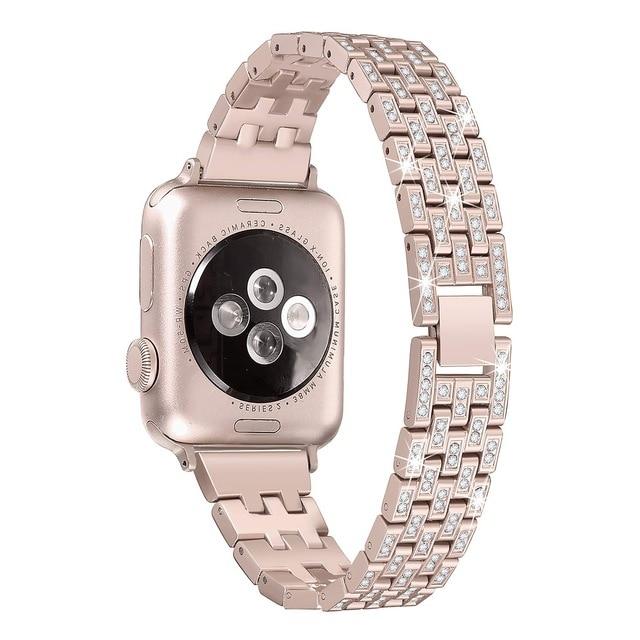Watchbands Retro-gold / 38mm Women Diamond watch strap For Apple Watch Band 38mm 42mm 40mm 44mm SE stainless steel strap iWatch series 6 5 4 3 bracelet belt|Watchbands|