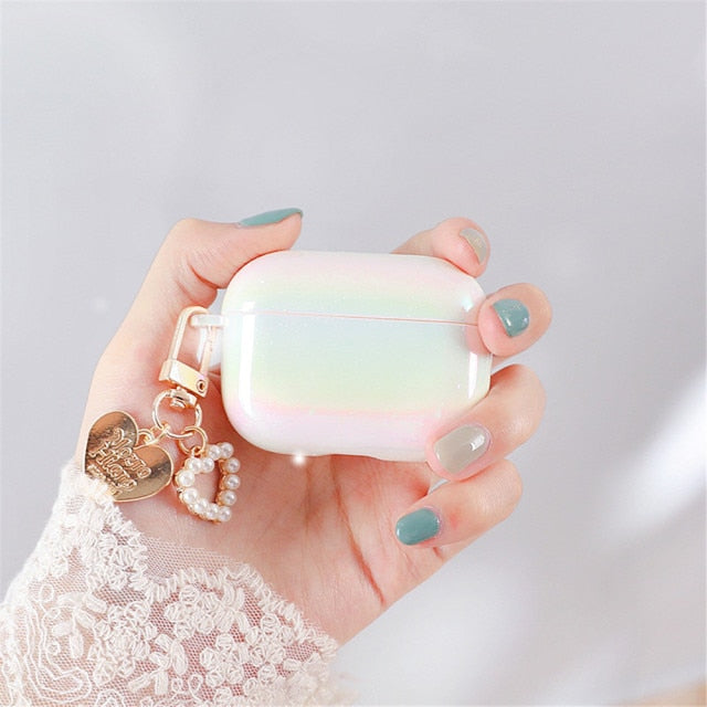Luxury For Airpods pro case PC Hard shell Glitter Bling earphone case with pearl chain airpods accessories For Airpods 2/1 cases|Earphone Accessories|