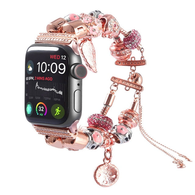 DIY Strap for Apple watch Band 40mm 44mm 42mm 38mm Gilrs/Women Manual Charm bracelet band iWatch series 6 se 5 4 3 2 38 40 42 44
