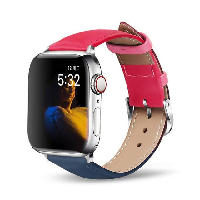 Watchbands Dark blue  pink / 38MM or 40MM Strap for Apple watch band 44mm 40mm watchband apple watch 5 4 3 2 1 classic leather bracelet belt iwatch 42mm 38mm Accessories|Watchbands|