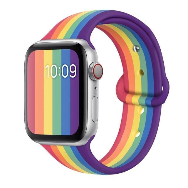 Watchbands Pride silicone / 38 40mm SM Strap For apple watch 6 band 44mm 40mm iwatch band 42mm 38mm silicone bracelet Pride Edition for apple watch series 5 4 3 2 SE|Watchbands|