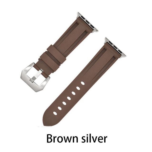 Watchbands brown silver / 38MM or 40MM Camouflage Silicone Strap for Apple Watch 5 4 Band 44 Mm 40mm Sport Watchband Bracelet For IWatch Band 38mm 42mm Series 5 4 3 2|Watchbands|