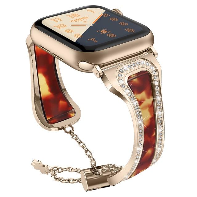 Watchbands Vintage gold / 38mm Diamond watch strap for apple watch 38 42 40 44mm iWatch 6 SE 5 4 band women Stainless Steel strap apple watch Series 3 Bracelet|Watchbands|