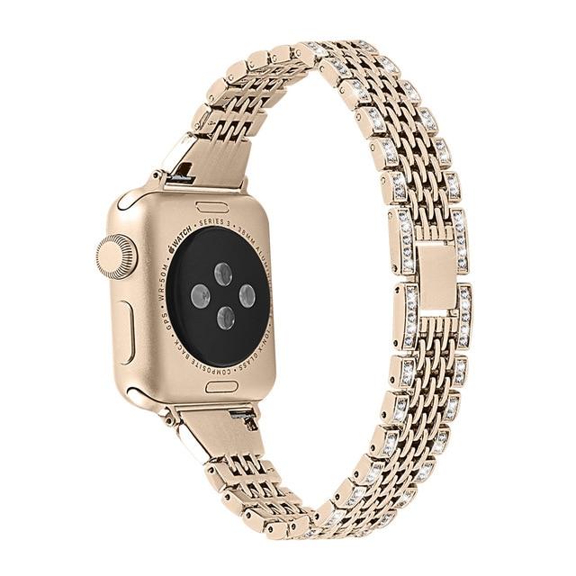 Watchbands Vintage gold / 38mm Diamond Stainless Steel Strap For Apple Watch band 38mm 42mm 40mm 44mm Bracelet for iwatch Serie 5 4 3 2 1 Women Replace strap|Watchbands|